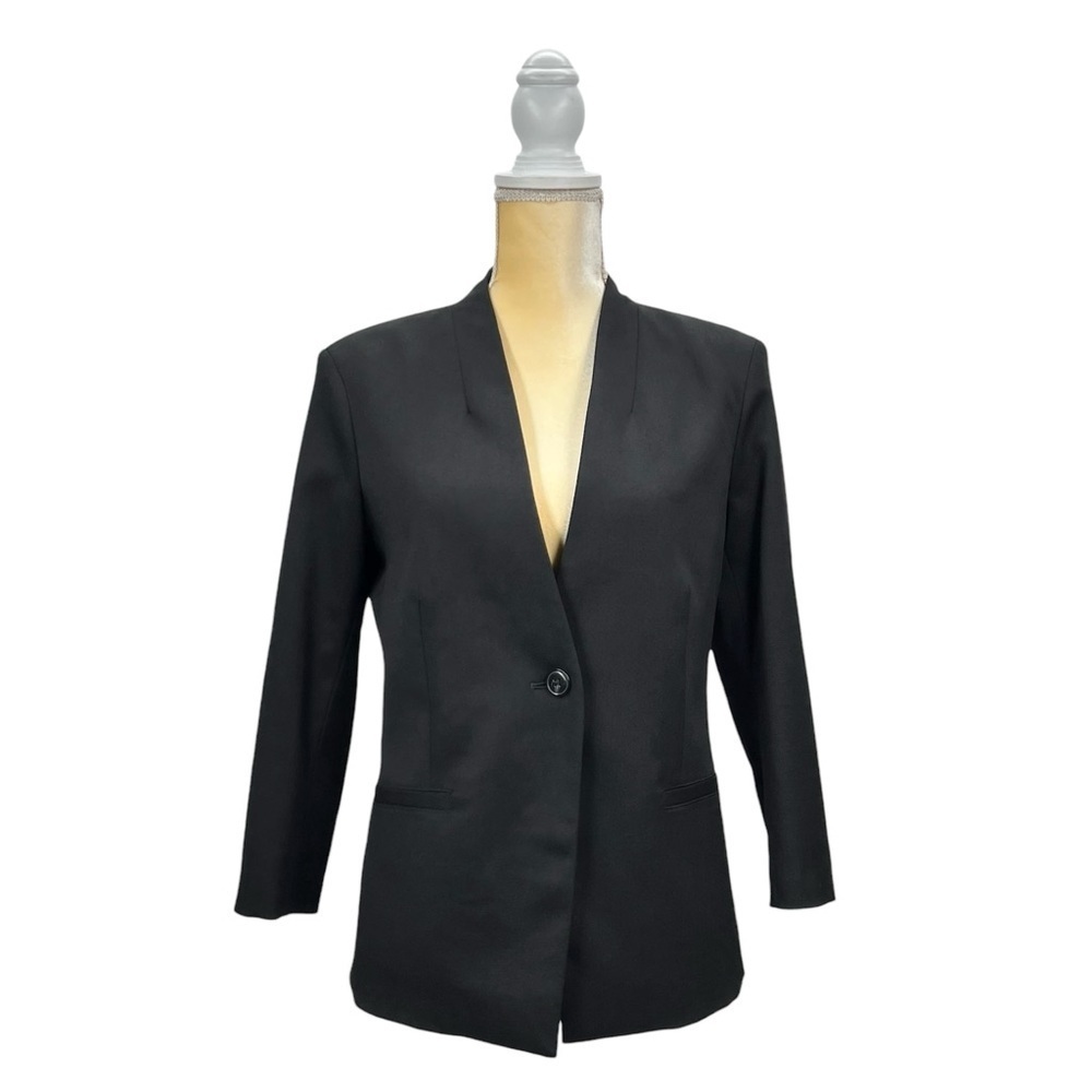AG Adriano Goldschmied Single Button Wool Blazer Size Medium Black Jacket EUC
